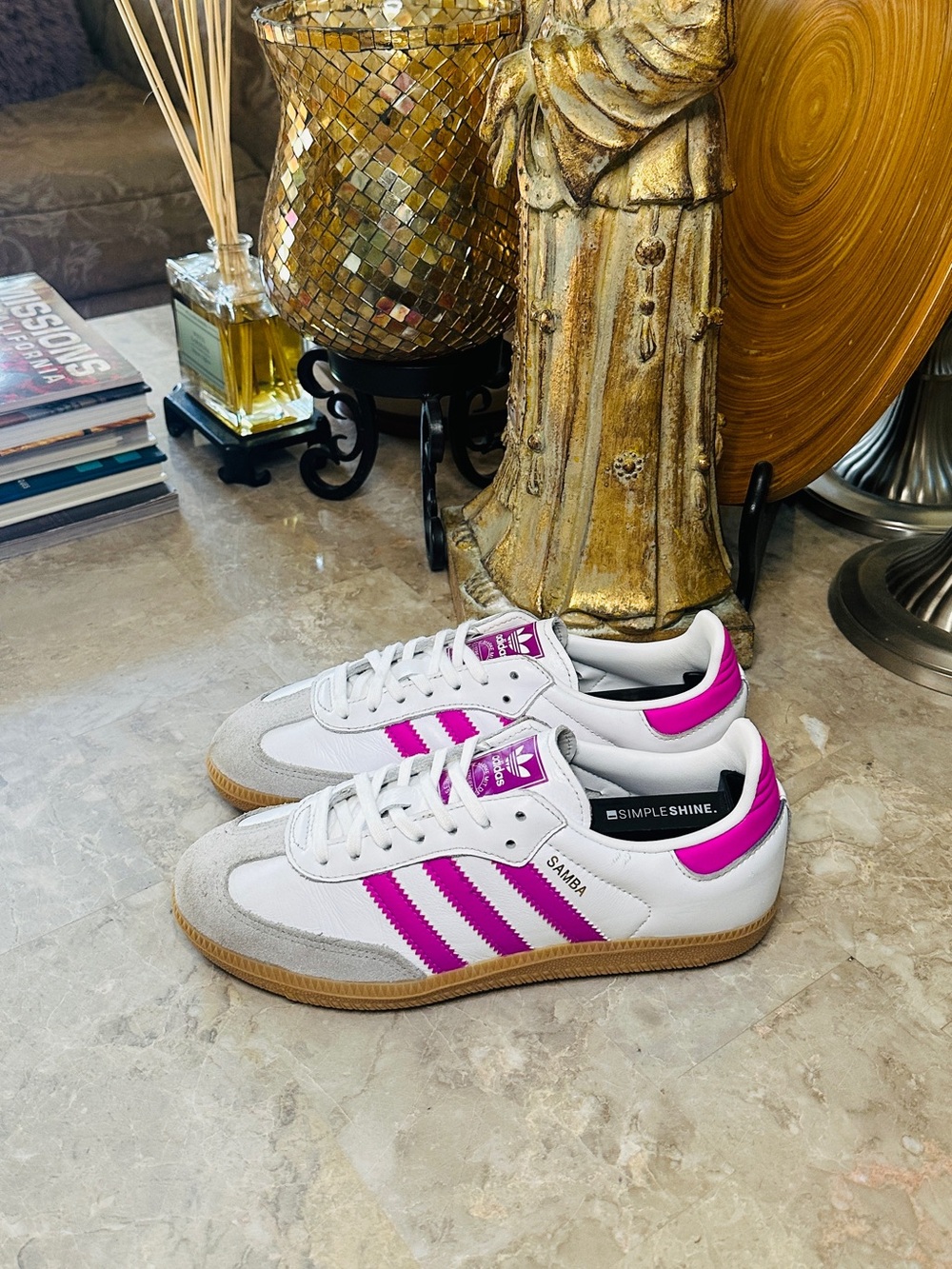 Adidas Samba OG Women's Athletic Shoes White Purple Casual Sneakers Size 4.5US